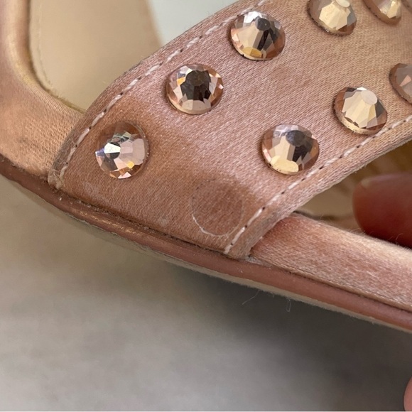 STEVE MADDEN Women’s Maeryn Pink Blush Satin Jeweled StuddedHeels sz 6 - Picture 4 of 10